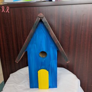 Blue Bird House with Yellow "Door"