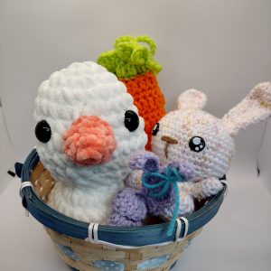 Crocheted Duck and Bunny Easter Basket