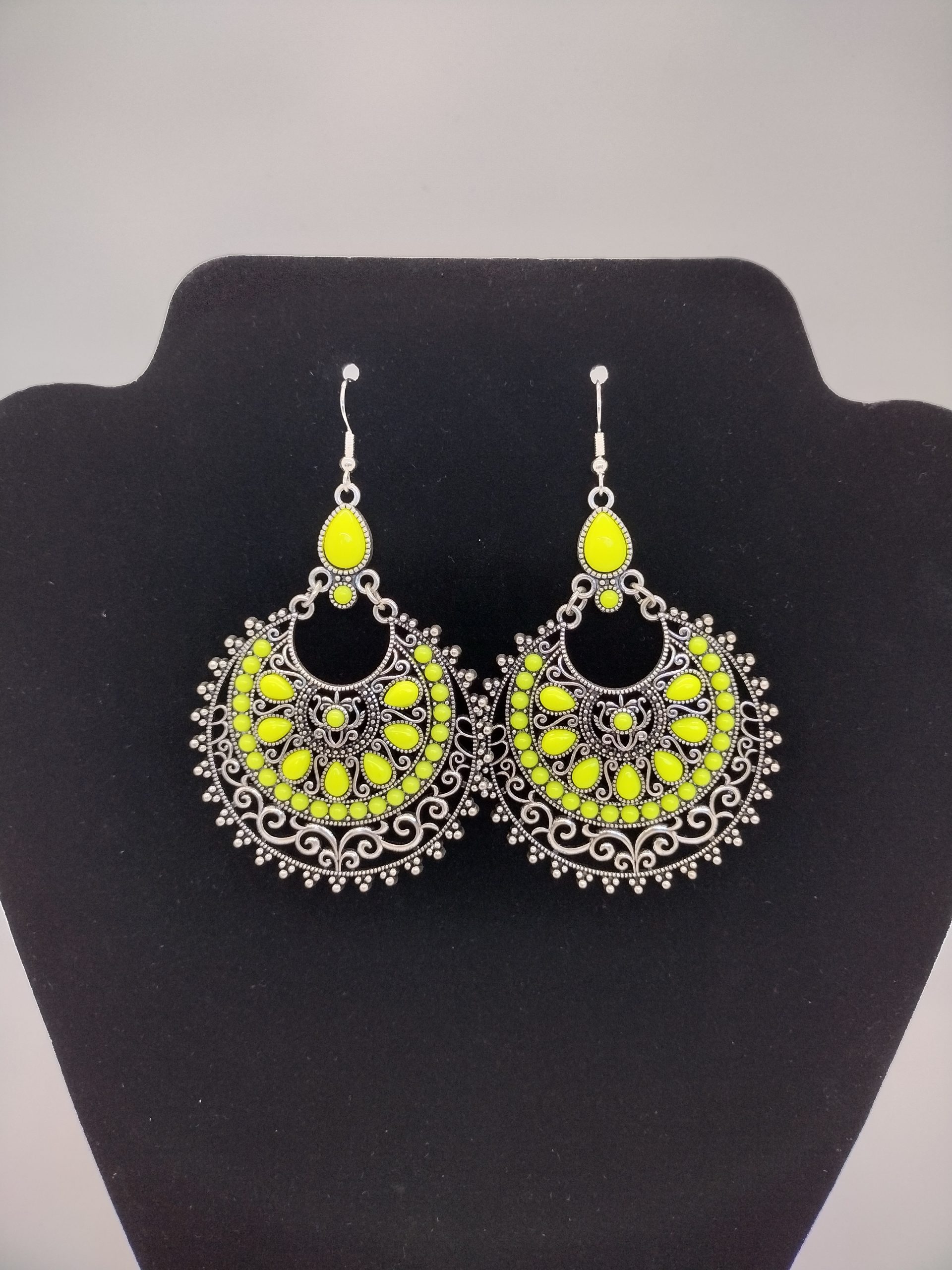 Paparazzi Earrings: Ornate Lime-Green Drop Earrings