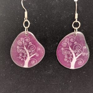 Purple Tagua Tree of Life Earrings