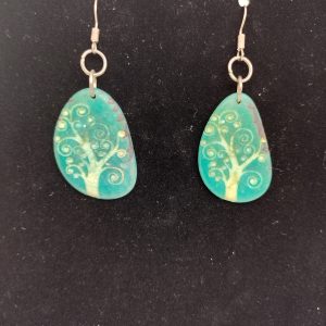 Teal Tagua Tree of Life Earrings