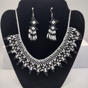 Antique Handbeaded Necklace, Earrings and Bracelet