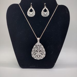 Vintage Premier Design/ Filigree Teardrop Pendant and Earrings