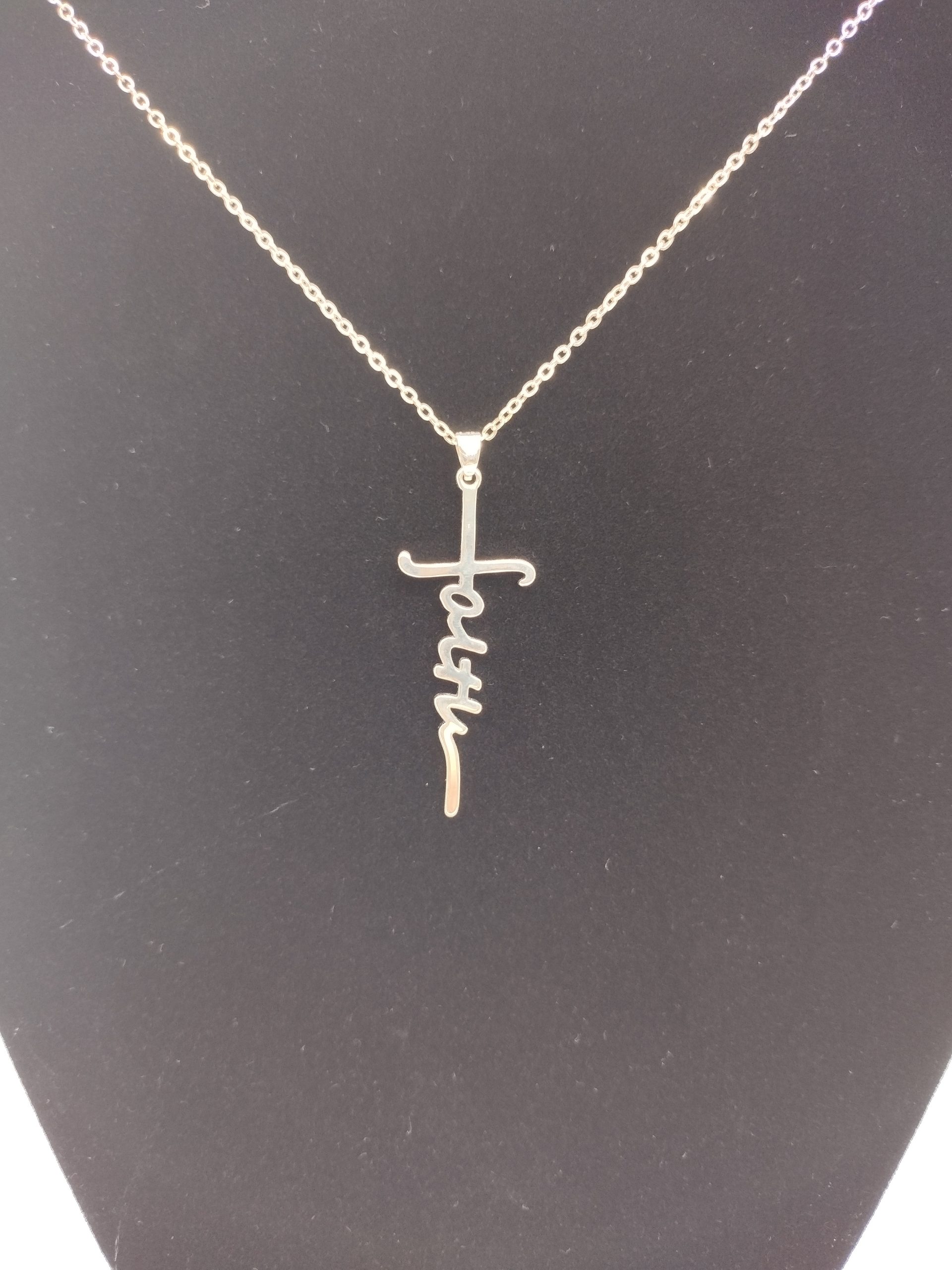 Silver-tone "Faith" Pendant Necklace #8