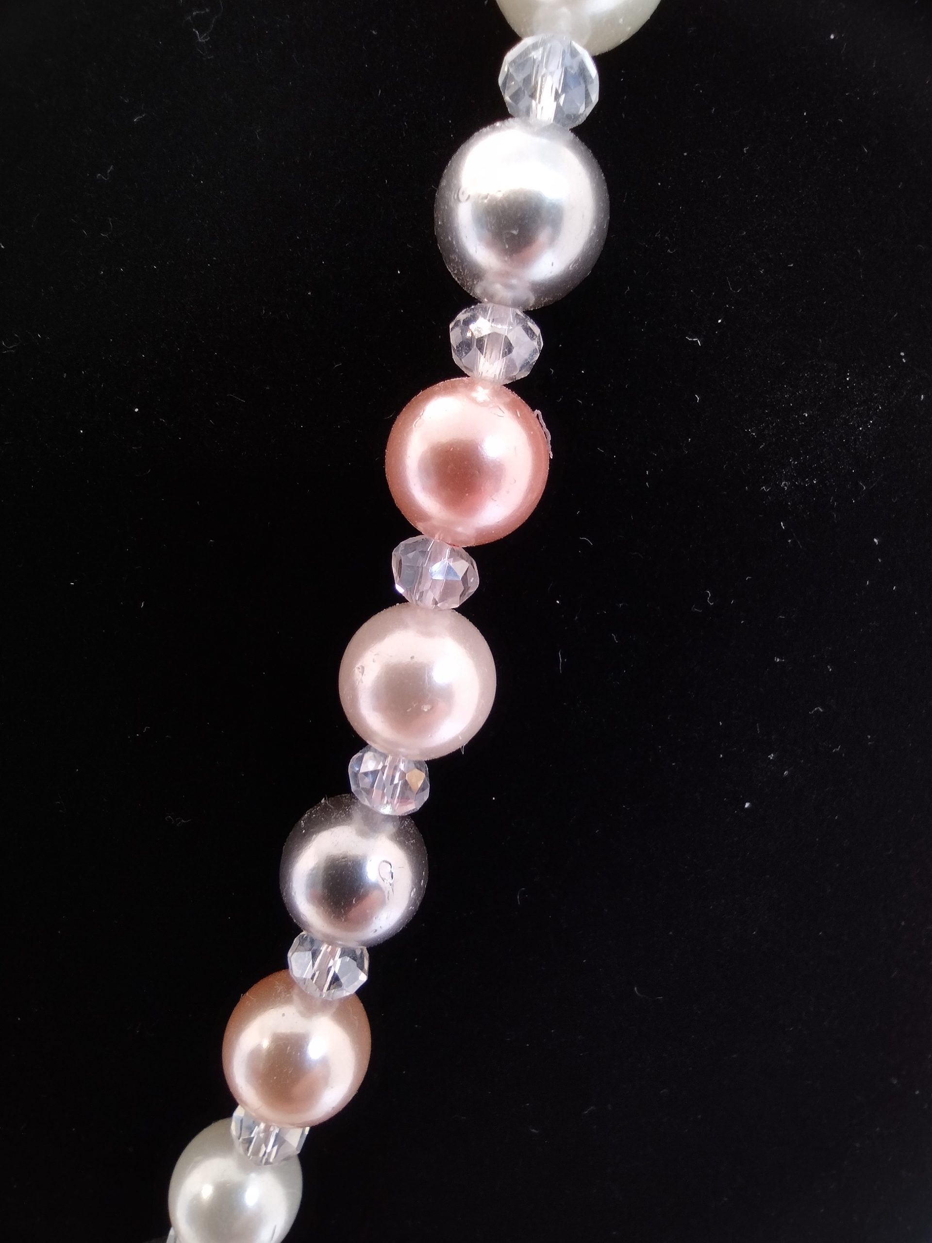 Elegant Tri-colored Beads and Crystal Necklace and Earring Set - Image 2