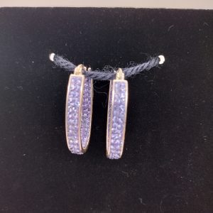 Purple Crystal Pavé Hoop Earrings