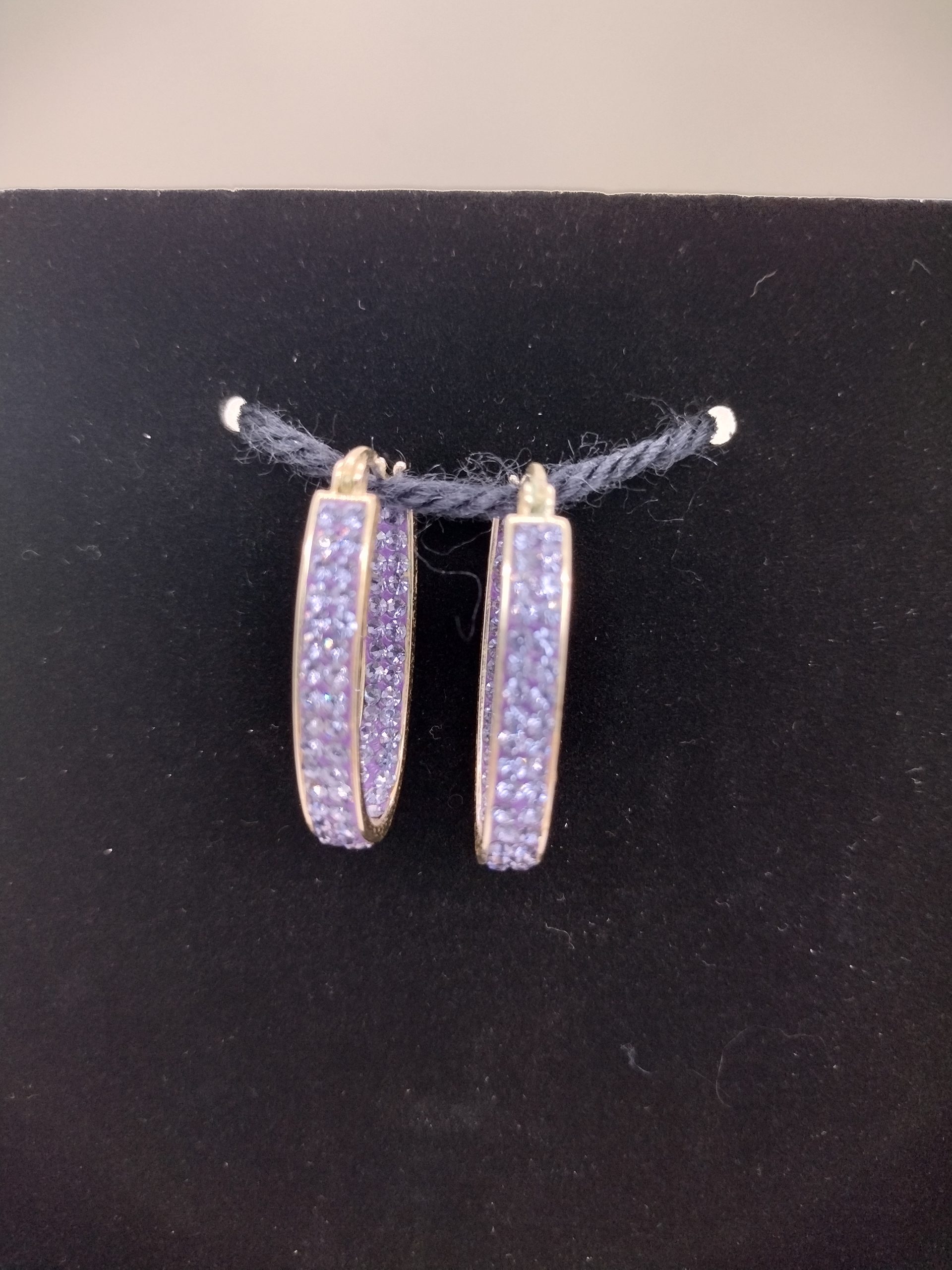 Purple Crystal Pavé Hoop Earrings