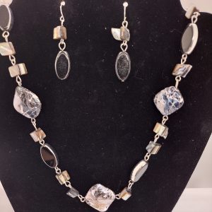 Marbled Stone & Mixed‑Bead Necklace