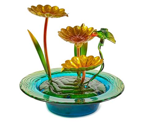 Hummingbird Indoor Fountain and Solar Powered Fluttering Garden Hummingbird