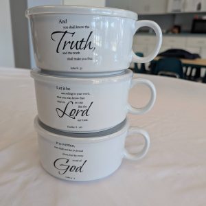 Set of 3 Stoneware Soup Mugs with Lids