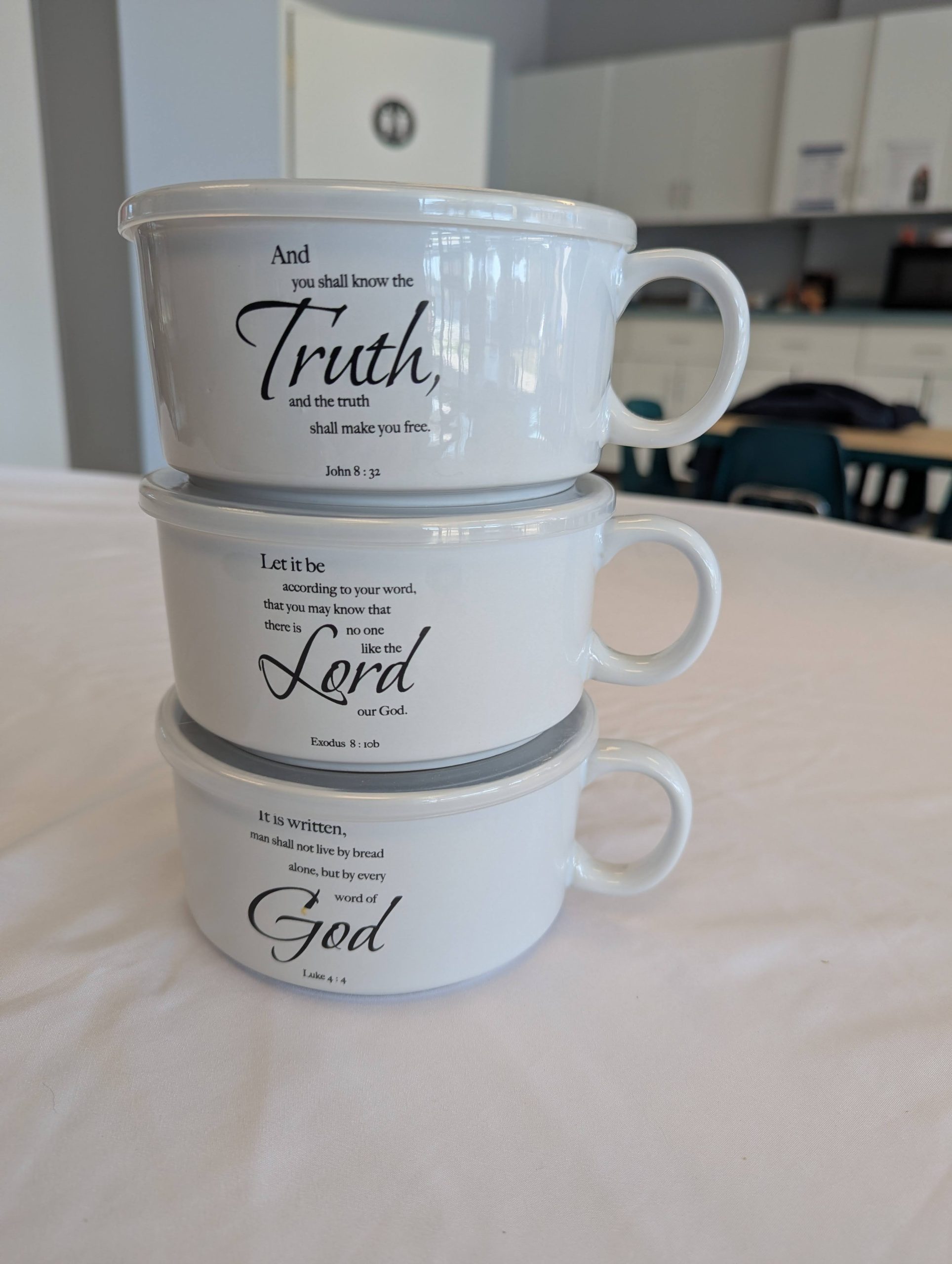 Set of 3 Stoneware Soup Mugs with Lids