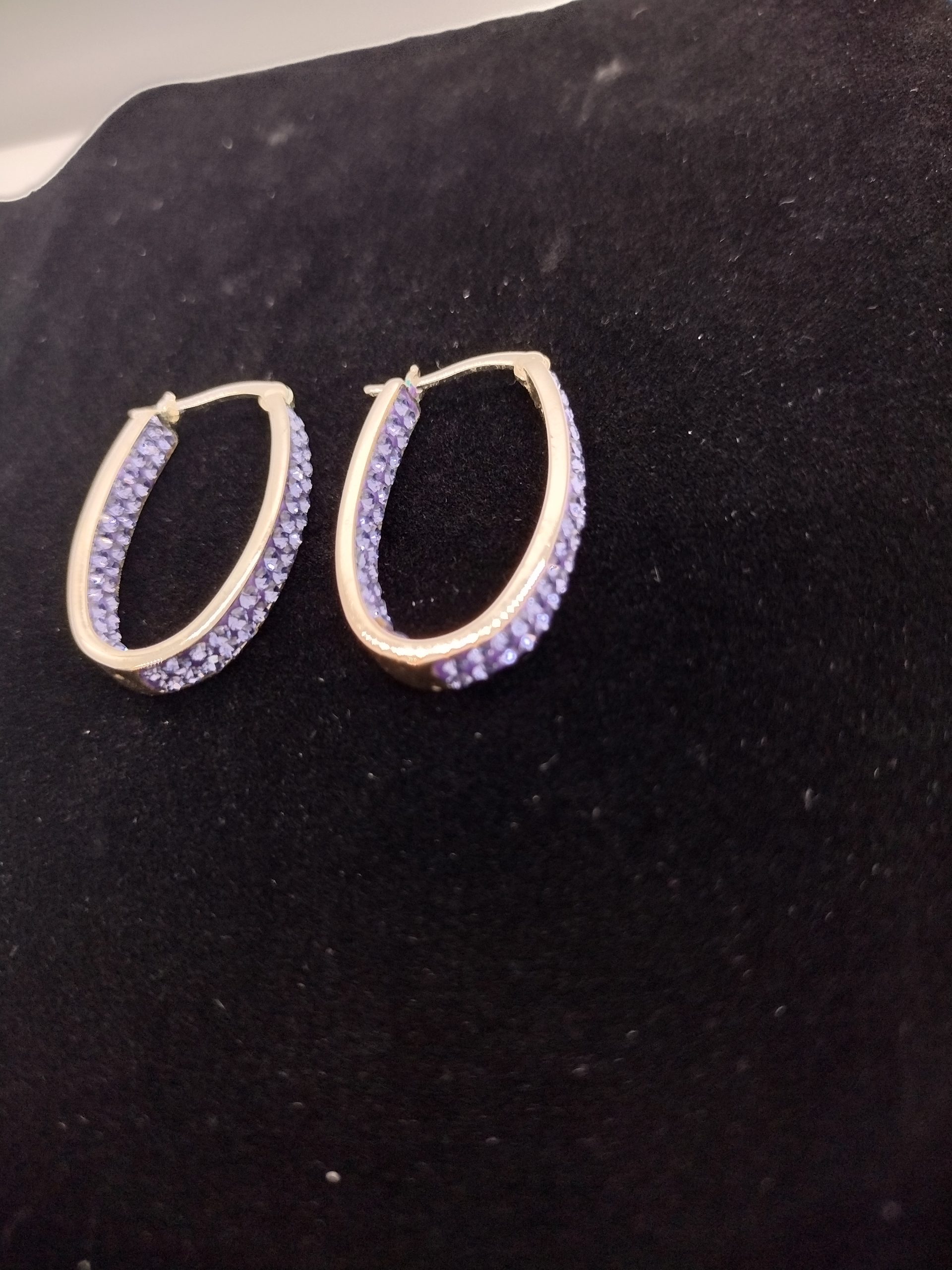 Purple Crystal Pavé Hoop Earrings - Image 3