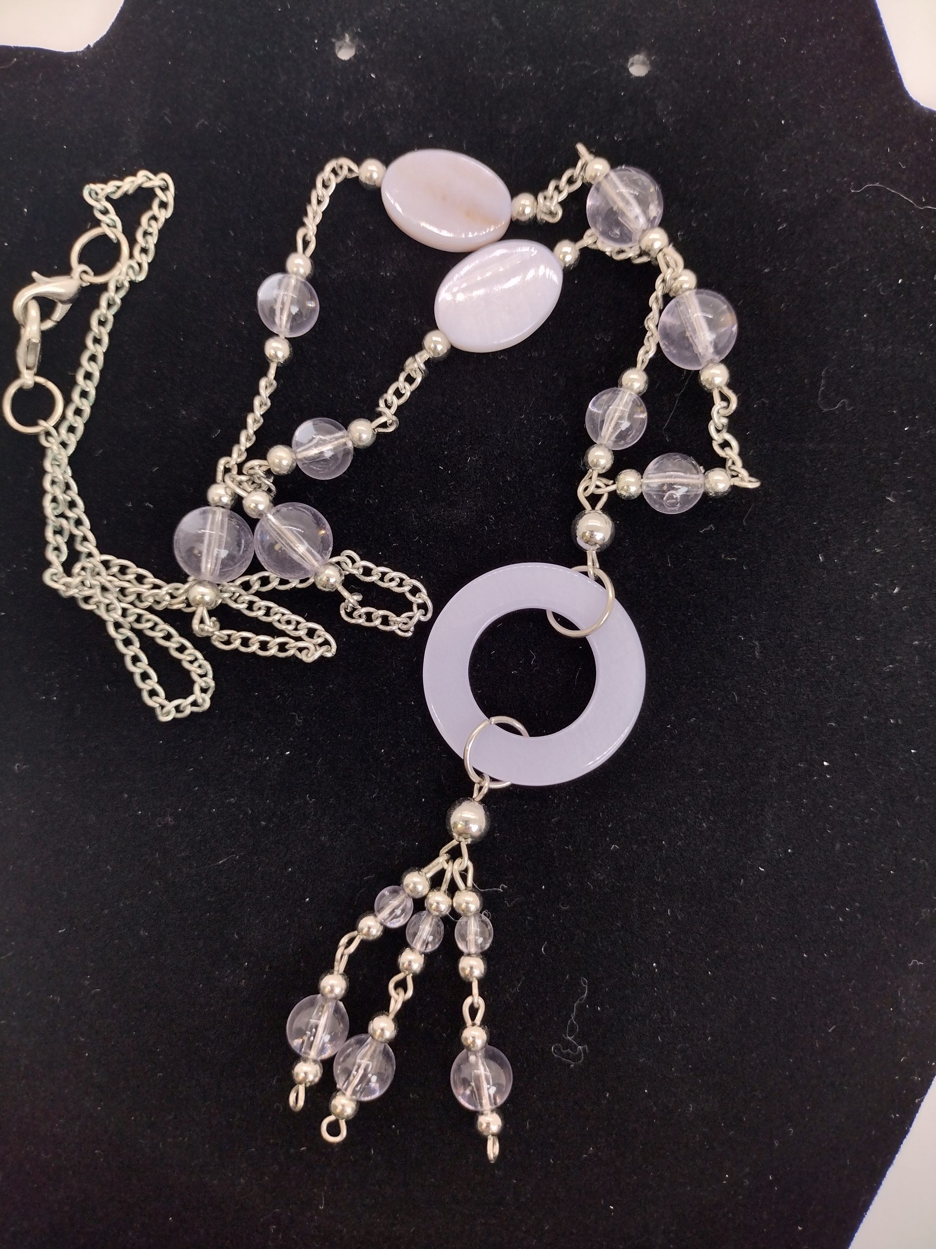 24 Inch Silver-Tone Lavendar Halo Cascade Necklace - Image 2