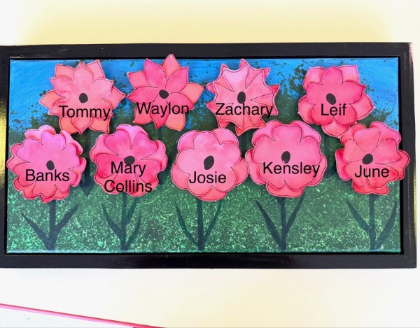 Ones' Class Art Project: Multi Media Flowers on Canvas - Image 2