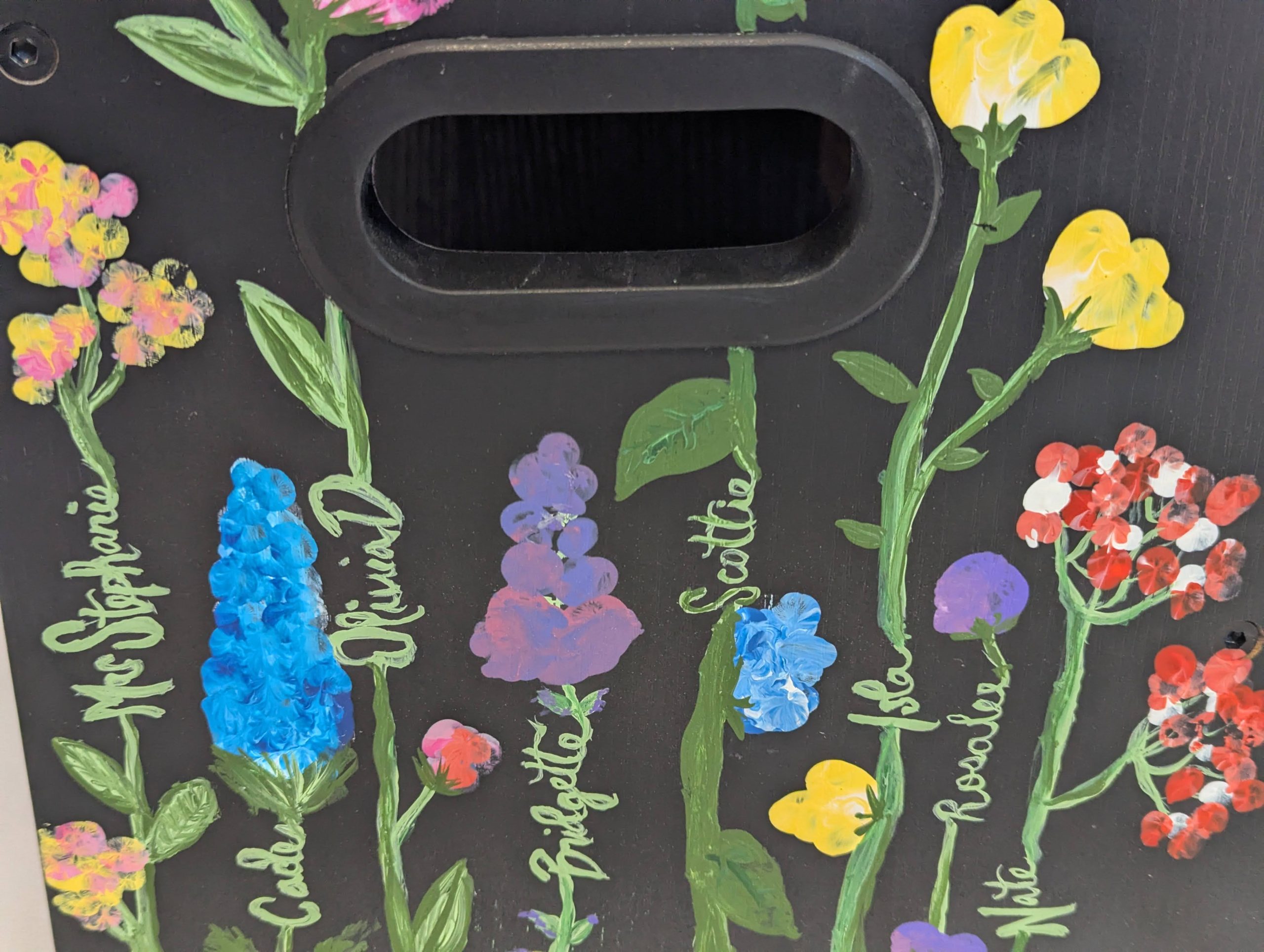 Threes' Class Art Project: Fingerprint Flowers Step Stool - Image 4